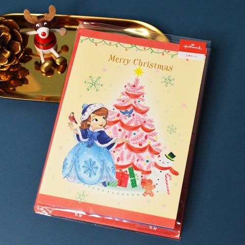 日本迪士尼卡通立体圣诞贺卡苏菲亚公主平安夜礼物气氛贺卡