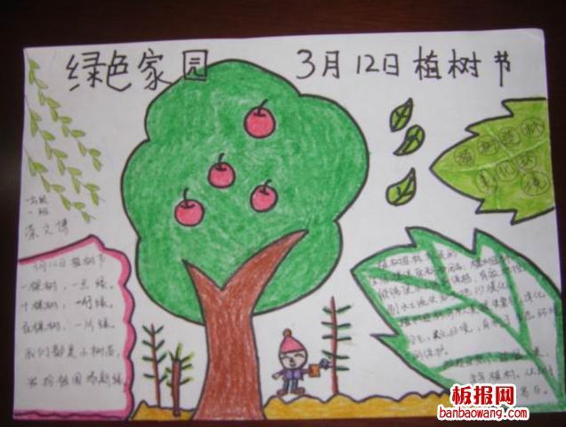 儿童绘画手抄报画画画植树节的画三年级手抄报 植树节的手抄报3月12日