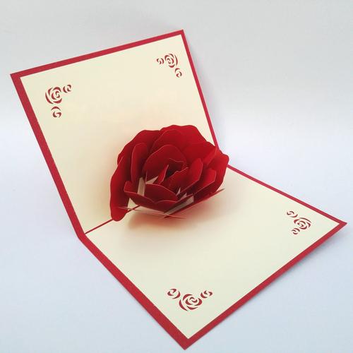 3d玫瑰花立体贺卡情人节礼物创意结婚情侣表白生日圣诞节卡片