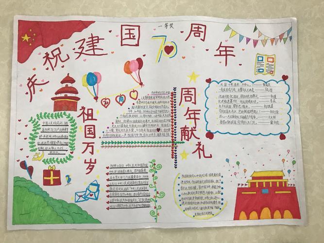 石壁镇红旗小学庆祝中华人民共和国成立70周年我和我的祖国手抄报
