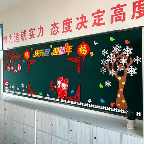 黑板报布置元旦教室装饰墙贴中国标语墙贴