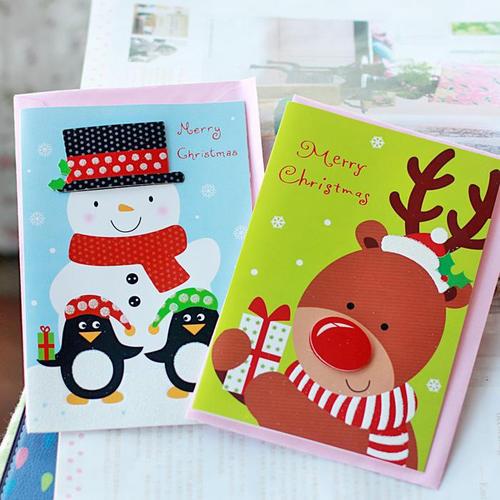 可爱卡通 新年圣诞立体 礼品卡 圣诞老人雪人贺卡 祝福卡片