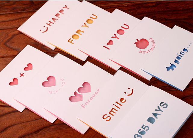 韩国创意贺卡生日爱情友情爱心新年通用卡片镂空卡片贺卡信封可爱