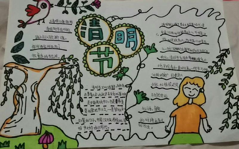 恩江小学三年级清明节手抄报活动 写美篇  燕子来时新社梨花落后清明