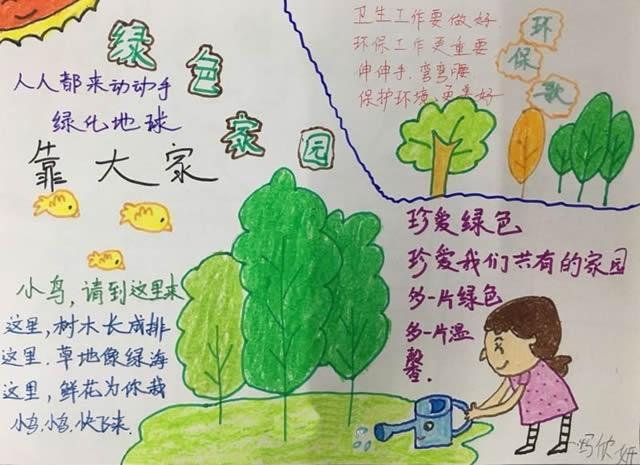 妈妈我们来保护你黄湾小学一年级二班植树节手抄报展保护长江绿色发展
