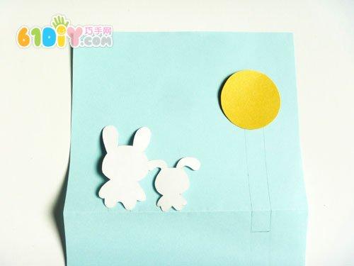 中秋节立体贺卡制作 手工材料卡纸胶水剪刀彩笔 简单的立体卡就做