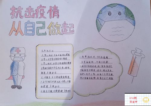 黑龙江省富裕县励志民族中学抗击疫情书画手抄报作品展八年级 写