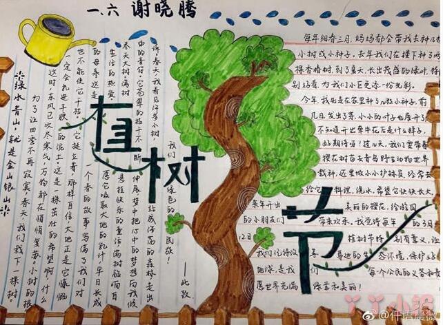植树节手抄报怎么画简单又好看一等奖五年级小学生手抄报