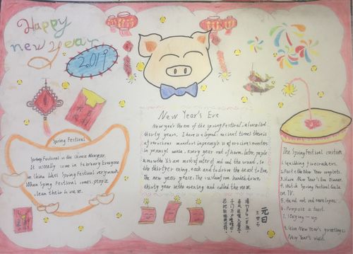 美丽中国节辰阳明德小学六年级迎新年英语手抄报作品展