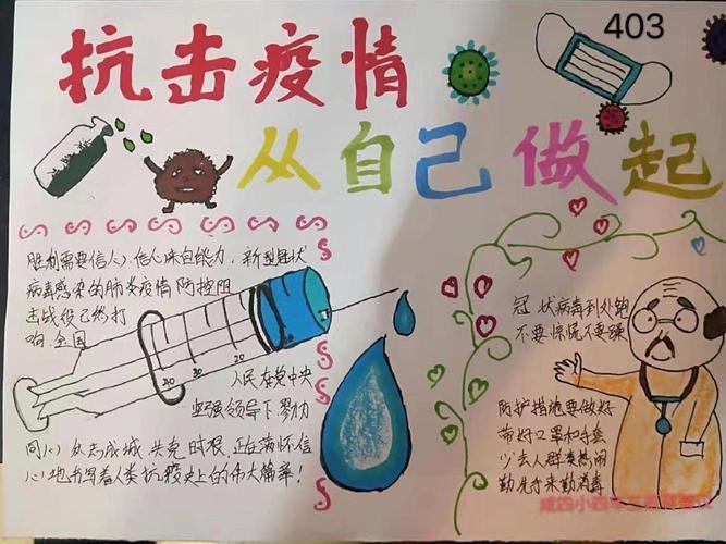 咸水沽第四小学防病毒战疫情主题手抄报展示偌如病毒小学二年级的手