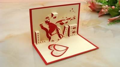 厂家供应 爱情树卡通工生日贺卡 创意韩国生日立体卡片批发定制