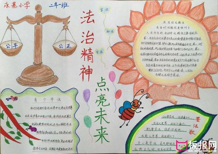 关于法制教育的手抄报法治精神点亮未来如今的中国也有着很多的法律