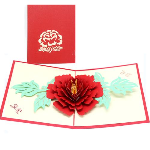 5万张厂家供应创意玫瑰花3d立体贺卡情人节手工纸雕卡片7.5成交3.