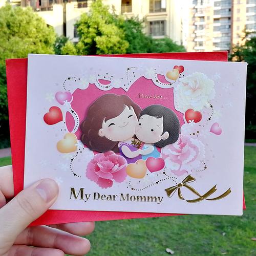 台湾创意祝福妈妈生日礼物贺卡感谢婆婆母亲节立体卡片康乃馨花海