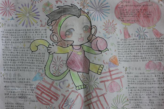 2020年春节手抄报版面设计图欢度春节农历节日手抄报