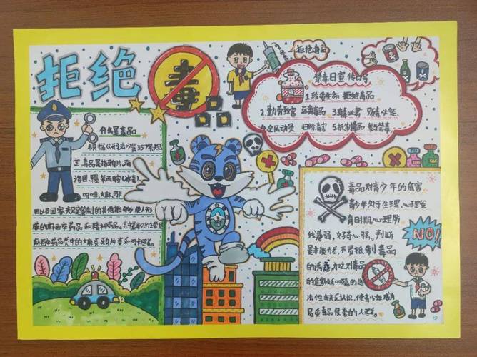 5月17日小学生禁毒手抄报评选活动在台山市公安局新时代文明实践中心