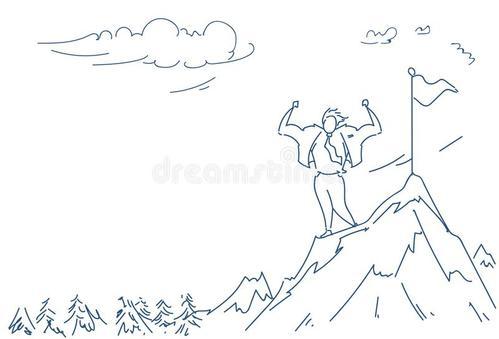 攀登山的人简笔画