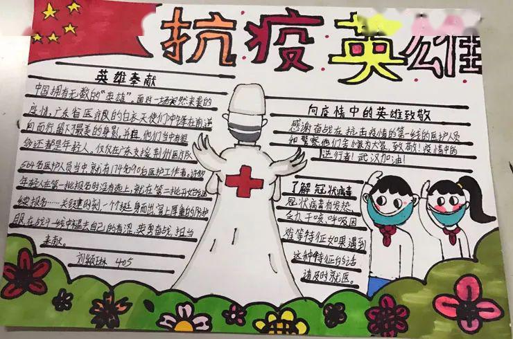 向抗疫英雄致敬孩子们有画想说三四年级抗疫英雄故事手抄报展