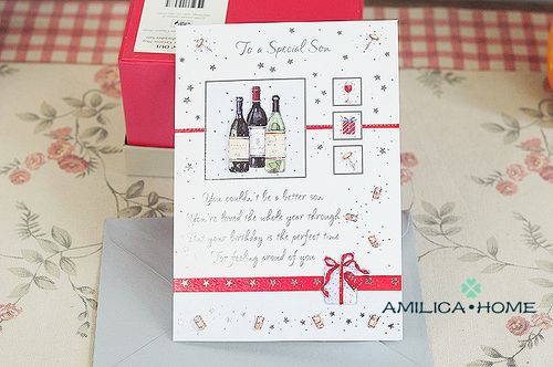 热卖英国名品ling design红酒英文生日贺卡|祝福纪念卡片|四页to儿子