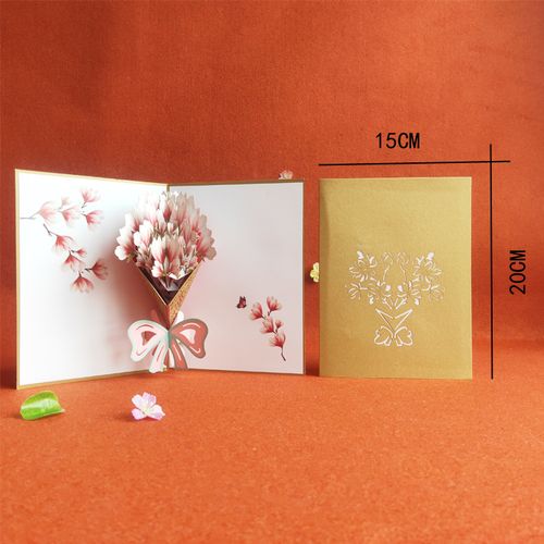 立体贺卡玉兰花节日通用白玉兰创意纸雕3d剪纸上海市花高端卡片