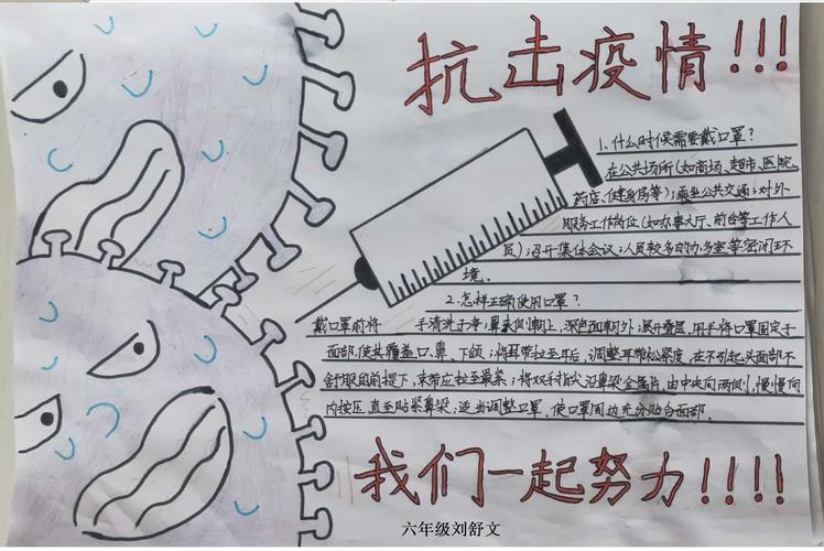 六年级学生刘舒文为抗击疫情在家做的手抄报