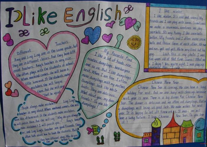 英语手抄报图片简单又漂亮五年级我喜欢英语