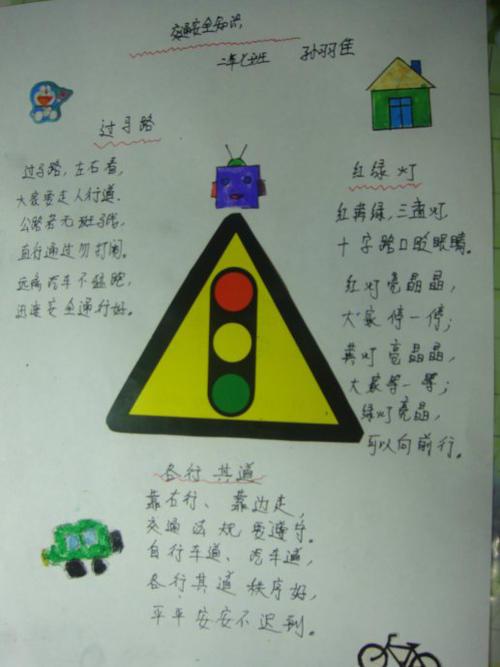 幼儿园交通安全手抄报简笔画