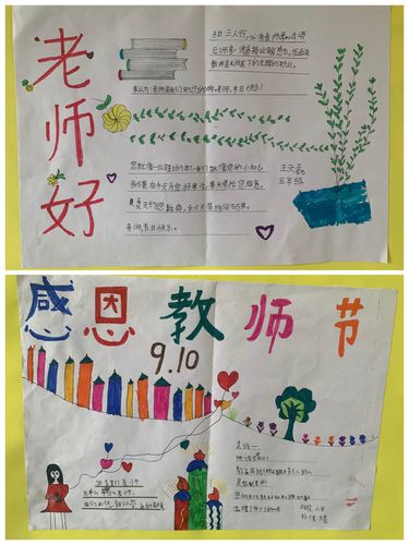 同学们拿起画笔绘画出一幅幅感恩教师的手抄报.