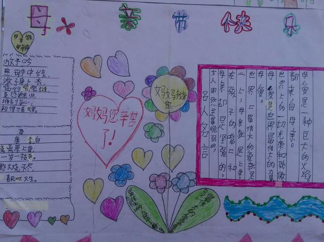 冯村学校3一6年级主办以母亲节为主题的手抄报