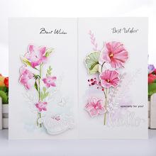 k167款母亲节康乃馨花卉教师节节日祝福贺卡立体花带晶粉精美卡片