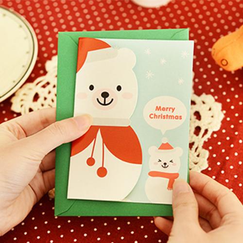 韩国文具 可爱浪漫卡通 圣诞贺卡 新年祝福卡片 庆祝 庆贺 礼物卡