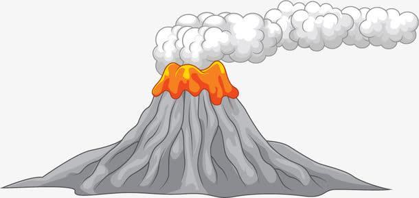 火山爆发简笔画彩色图片