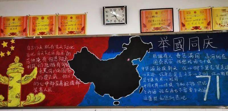 我与祖国共奋进庆祝新中国成立71周年主题黑板报