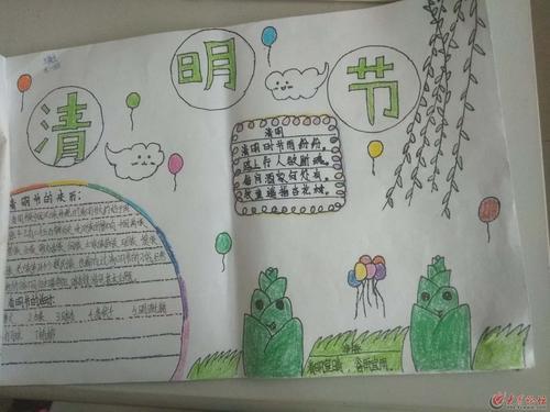 李振阳辽河镇第一中心小学三年五班举行了纸上清明手抄报主题的活动大