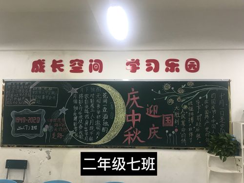 绘中秋画国庆海口市龙岐小学黑板报评比活动