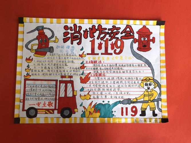 学校举行了消防安全绘画和手抄报制作