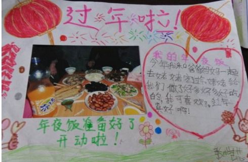 春节手抄报图片-我们的年夜饭