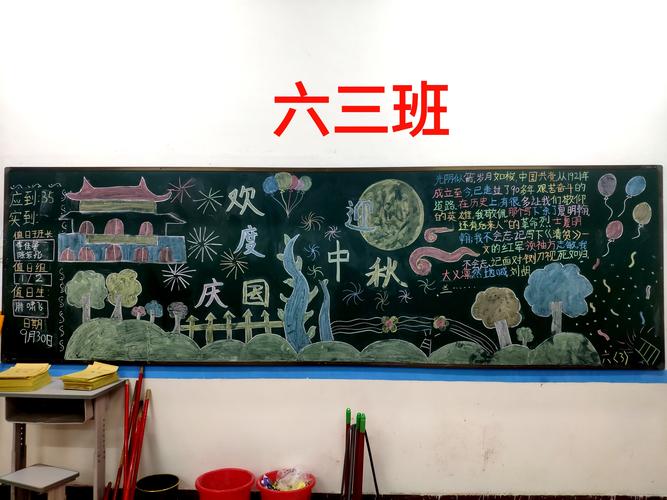 临颍县晨中学校开展迎中秋庆国庆黑板报评比活动