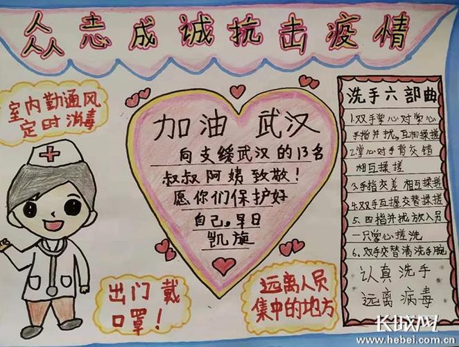 河北全民战疫系列报道⑦武汉加油孩子们精心绘制战疫手抄报