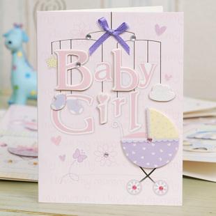 韩版贺卡宝宝贺卡新生儿贺卡出生婴儿卡宝宝生日卡片满月祝福贺卡