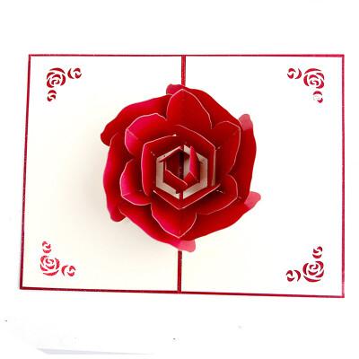 卡小姐 新品绽放玫瑰3d镂空雕刻立体爱心贺卡爱的告白情人节卡片