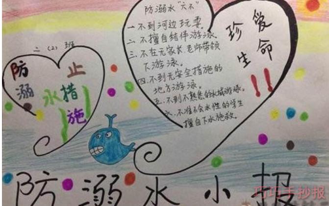 小学生防溺水手抄报内容与图片一等奖四年级 - 巧巧简笔画