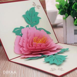牡丹花3d立体贺卡节日通用祝福感恩卡片送老师妇女节日创意礼物品