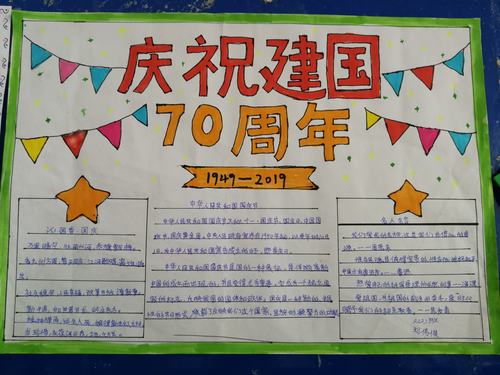 刘伟俊的庆祝建国70周年手抄报简单中蕴含着对祖国的深深祝福.