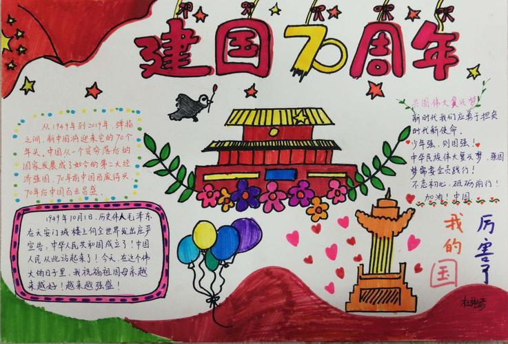 70周年手抄报内容高年级队员们主动制作手抄报来祝贺中华人民共和国