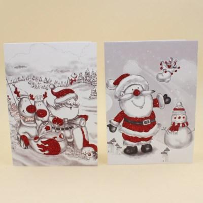 新款可爱雪景圣诞老人贺卡 晶粉圣诞节贺卡祝福卡 圣诞节礼品卡片