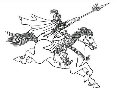 古代将军骑马简笔画图片