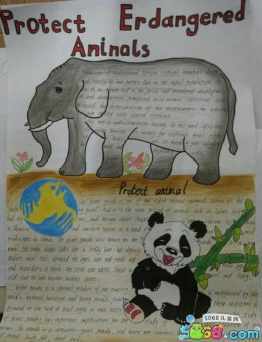 英语关于动物的手抄报四年级上册手抄报英语手抄报展示丁小四年级学生
