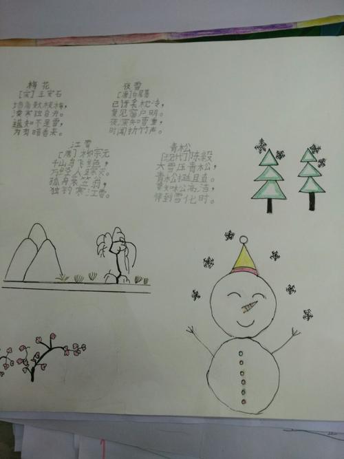 洛一高附属小学二一班关于描写冬天古诗词的手抄报