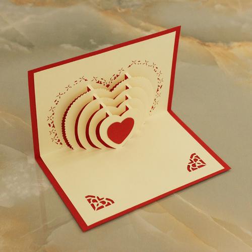 心相印3d立体贺卡折叠贺卡情人节送男女朋友创意礼物贺卡卡片定制